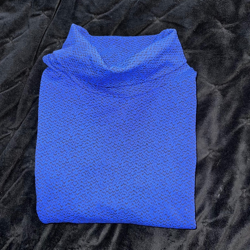 Athleta Turtleneck Top Long Sleeve Textured Blue Pullover Size L
